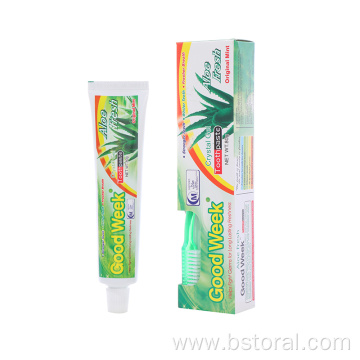 80G Whitening Aloe Essence toothpaste with free toothbrush